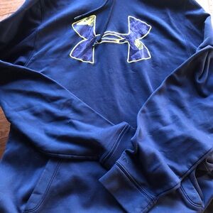 Under Armour Navy Hoodie with Yellow-Trim Logo